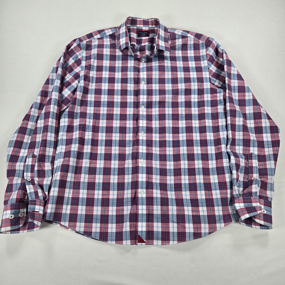 UNTUCKit‎ Slim Fit Denner Red Long Sleeve Plaid Button Up Shirt Men's Size Large